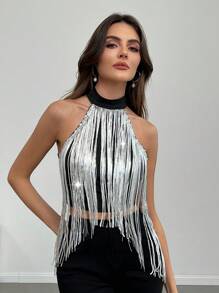 Firerie 女士华丽优雅闪光亮片派对上衣，闪亮新年、假日、除夕夜上衣、圣诞派对、圣诞节女士上衣、亮片上衣、圣诞派对女士上衣，适合鸡尾酒会和聚会、派对 - 彩色 - 查看 5