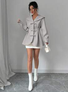 Elenzga Women's Solid Color Casual Minimalist Everyday Overcoat