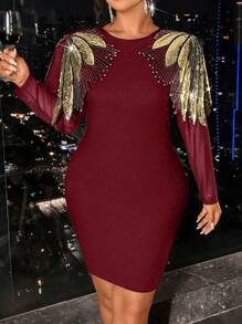 Allurite 大码休闲连衣裙，简约时尚，适合新年日常穿着 - 紅色 - 查看 7