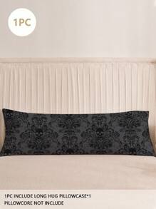 1pc High Resolution Digital Printed Long Bolster Pillow Cover, Skull & Flower Pattern, Suitable For Room, Living Room Decor Or Camping/Picnic - Multicolor - View 1