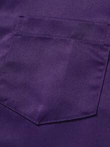 Manfinity Mode 男士纯色纽扣长袖休闲上衣，带口袋，适合日常穿着，适合秋季 - 紫色 - 查看 7