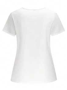 PopScrub 2025 Nieuwjaar Vrouwen Verpleegster Uniform Top, Korte Mouw Scrub Shirt