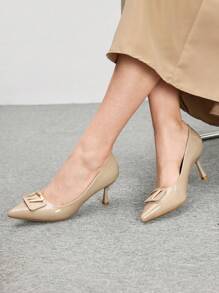 CUCCOO BIZCHIC Damen minimalistische spitze High Heel Kleiderschuhe mit Metalldekor, für den täglichen Lässig-Trage