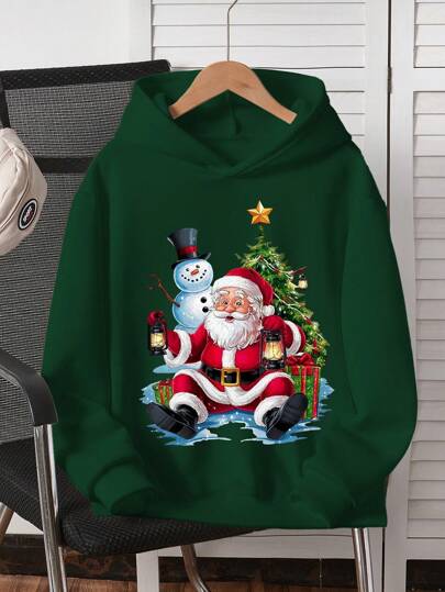 男童圣诞印花卫衣，秋冬季休闲款