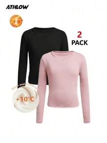 SHEIN 2 件 Tween 女童厚紧身裤和弹力 T 恤套装，户外运动、徒步旅行、露营、体育课运动服，多种颜色