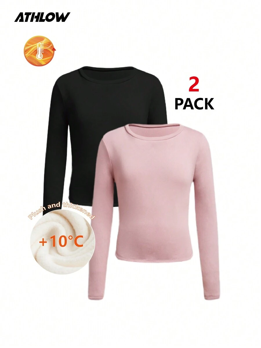 SHEIN 2 件 Tween 女童厚紧身裤和弹力 T 恤套装，户外运动、徒步旅行、露营、体育课运动服，多种颜色