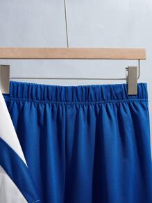 SHEIN 2 件套青少年男孩休闲短袖 T 恤和长裤套装，运动街头服饰朋克摇滚学院风服装，适合春夏季、派对、音乐节