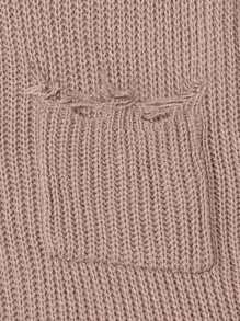 Teen Girls Knit Sweater Set, All-Match Style Top And Frayed Hem Skirt, Khaki Color, Fashion And Versatile, Autumn/Winter New Arrival - Khaki - View 3