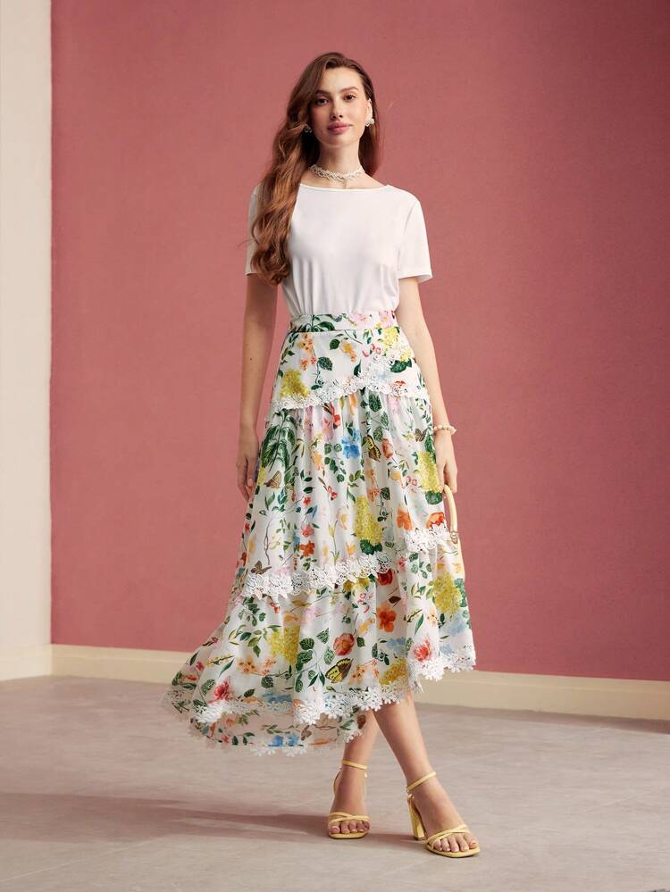 FLORAL EMBROIDERY BOXY T-SHIRT,VALENTINE'S DAY,SPRING/SUMMER