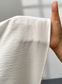 SHEIN Privé Camisa casual de manga larga con cuello de volantes, corte entallado, para uso de oficina, tallas grandes para mujer