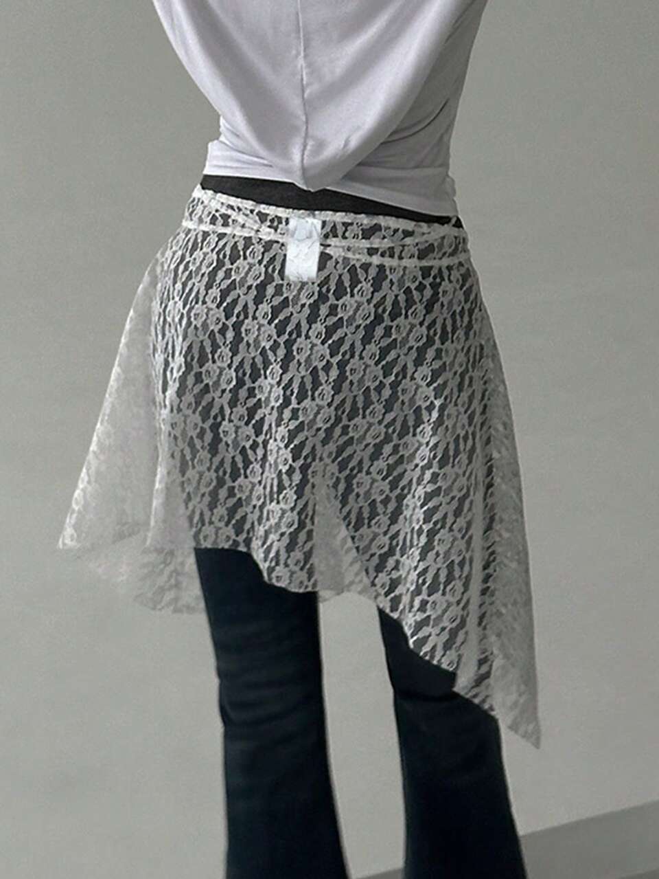 Women's Lace-Up Layered Mini Skirt - White, All Seasons SpringStyle Fall Skirts