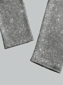 Glamance ORANGE STUDIO Maglietta da donna a maniche lunghe con scollo tondo, color argento, con stampa totale, maglietta estiva casual e semplice, grafica per uscire per le donne