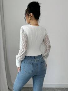 Elenzga New European & American Style Casual Loose Knit Pullover Women Sweater, Fashion Knitted Top For Autumn/Winter Fall - White - View 2