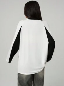 SHEIN EZwear Women's Streetwear Graphics Color-Blocked Crew Neck T-Shirt