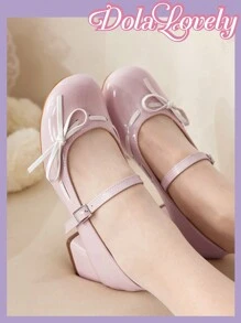 Dola Lovely 圆头露跟蝴蝶结粗跟高跟鞋，时尚女士高跟鞋情人节款