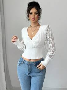 Elenzga New European & American Style Casual Loose Knit Pullover Women Sweater, Fashion Knitted Top For Autumn/Winter Fall - White - View 4