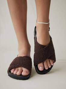 Solecia Damskie modne sandały z odkrytymi palcami i krzyżującymi się palcami, wygodne na wiosnę/lato, na święta Bożego Narodzenia i Nowy Rok, jesień i zimę