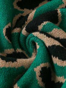 SHEIN Clasi 2024 New Stylish Leopard Print Cross Neck Knitted Sweater Dress For Women - Mint Green - View 3