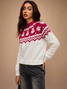 Forever 21 女士圣诞风格简约休闲套头毛衣，时尚日常穿着 - 彩色 - 查看 5