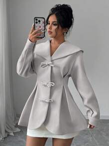 Elenzga Women's Solid Color Casual Minimalist Everyday Overcoat