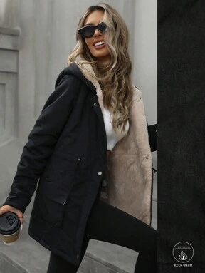 Aveloria Fashion Loose Casual Versatile Hooded Zip-Up Drawstring Waist Padded Padded Coat Clothes Winter  Fall Cloth For Women