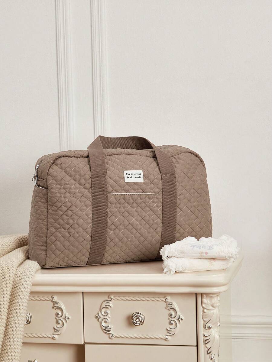1pc Baby Diaper Bag Multifunction Mom Bag Handbag Shoulder Bag, Large Capacity Portable Tote For Outdoor Travel, Autumn/Winter, Coffee Color - Coffee Brown - View 1