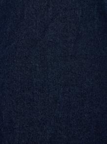 MISSGUIDED Western Style Denim Trucker Jacket Oversized Classic Winter Fall Button Front Statement Yoke Design Fashion Outerwear - Dark Wash - View 5