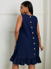 SHEIN SXY Plus Size Denim Sleeveless Dress, Casual & Fashionable Everyday Wear