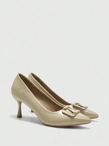 CUCCOO BIZCHIC Damen minimalistische spitze High Heel Kleiderschuhe mit Metalldekor, für den täglichen Lässig-Trage