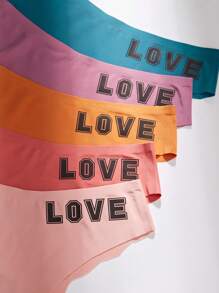 5 条装无缝女式三角内裤，纯色，休闲时尚，适合日常穿着 - 彩色 - 查看 5