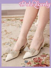 Dola Lovely Women's Black Stiletto Heel Bowknot Pointed Toe Shoes New Year Holiday Valentines