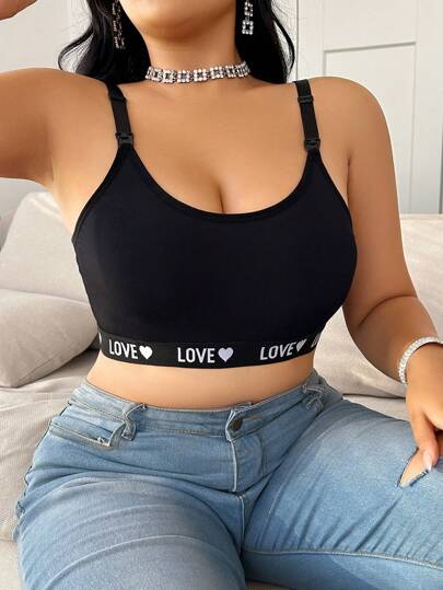 Moonlight & Mama Sujetador de lactancia informal con estampado de letras para tallas grandes de maternidad