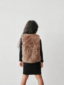 Maija Kids Maija Kids 2 件套年轻女孩休闲高领纯色连衣裙搭配蓬松背心