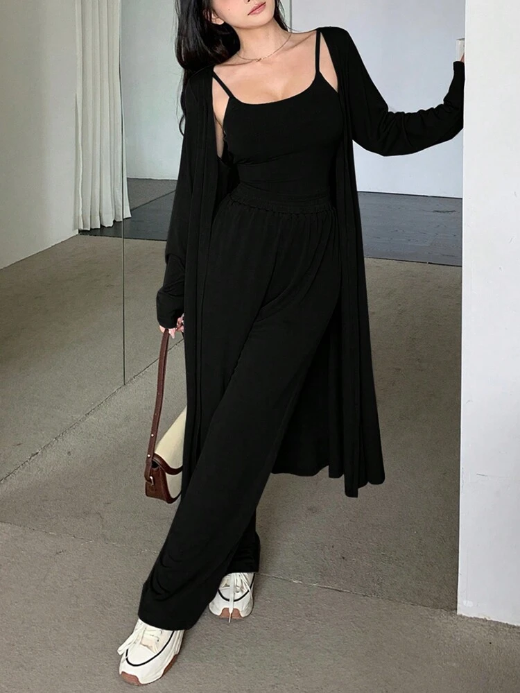 3-Piece Set: Women Business Casual Long Sleeve Cardigan, Camisole, And Pants, Fall Clothes Lounge Sets For Women