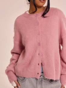 MUSERA 马海毛针织纽扣开衫 Y2k 春季休闲可爱 90 年代阳光秋季冬季感恩节圣诞节