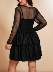 Cravure Plus Size Black Lace Fluffy Prom Dress Fall Cloth For Women - Black - View 2