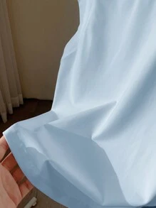 Comfortcana T-shirt femme casual 2 en 1 de couleur unie - Bleu ciel - Voir 3