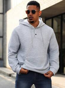 Manfinity Homme Sudadera con capucha, unicolor, moda minimalista, uso casual diario - Gris - Ver 5