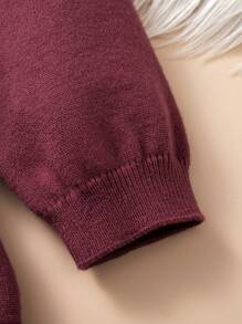 SHEIN 2pcs Baby Girl Cardigan Knit Sweater Set - Red Stylish Knitted Top With Pants, Comfy Warm Winter New Arrival