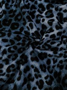 Elenzga Plus Size Women Leopard Print Tie Front Cami Dress, For Summer - Blue - View 6