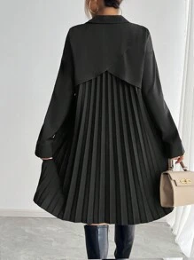 SHEIN Clasi 女式褶饰拼布长袖衬衫裙，秋冬款