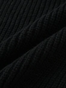 Suéter de cuello redondo con manga larga y decoración de moño para niña preadolescente, otoño/invierno - Negro - Ver 5