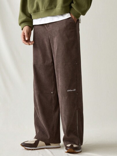 Manfinity VCAY Pantalones casuales sueltos de unicolor con cintura elástica, de moda para hombres