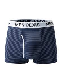 paquete de 5 bóxer de hombre de unicolor con estampado de letras simples, diseño casual de empalme