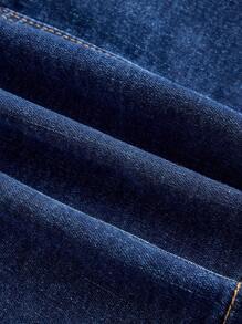 SHEIN MOD Women's Single-Breasted Fashion Versatile Halter Neck Denim Blouse