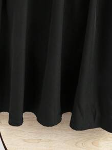 SHEIN Tween Girl Sweet Ruffle Lantern Sleeve Dress, Suitable For Autumn/Winter - Black - View 4