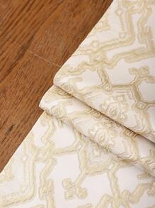 1pc Jacquard Decorative Table Runner, Gold Geometric Pattern, Tassel Decor For Dining Room, Living Room, Holiday