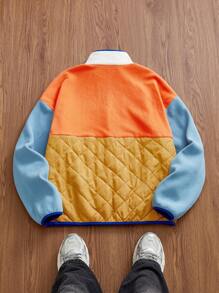 Manfinity RebelGame 男士针织休闲日常宽松半扣长袖运动衫，时尚多色时尚彩色长袖立领运动衫，适合朋友、丈夫、男朋友的礼物 - 彩色 - 查看 2