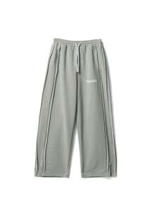 SUMWON Premium Fleece Jogger Sweatpants Relaxed Fit Drawstring Waist Side Panels Athletic Training Casual Wear Winter Fall Sports Workout - Grey - View 1