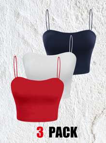 SHEIN EZwear Family Matching 3pcs/Set Solid Color Basic Camisoles